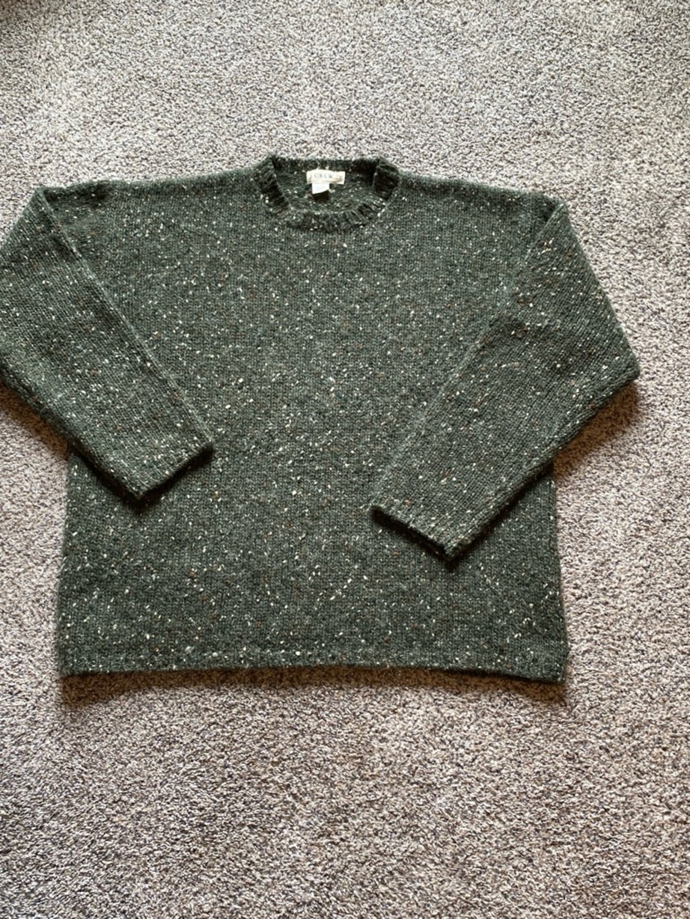 J. Crew Men's Dark Green Speckled Crewneck Sweater Size Medium